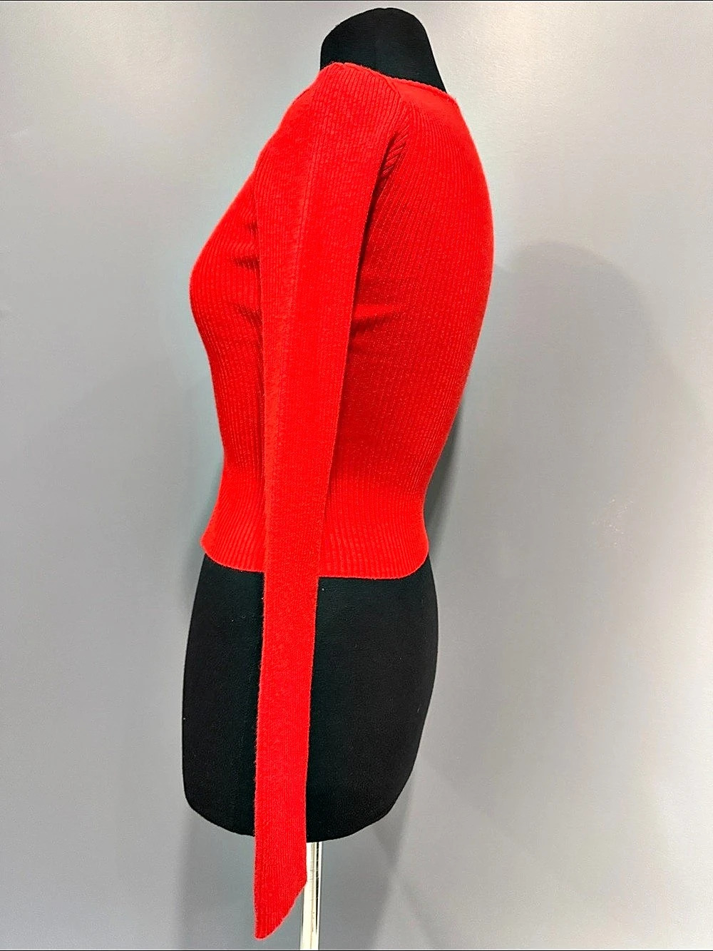Princess Polly Red Ribbed Button-Front Cardigan Size Medium Like New - Picture 3 of 5